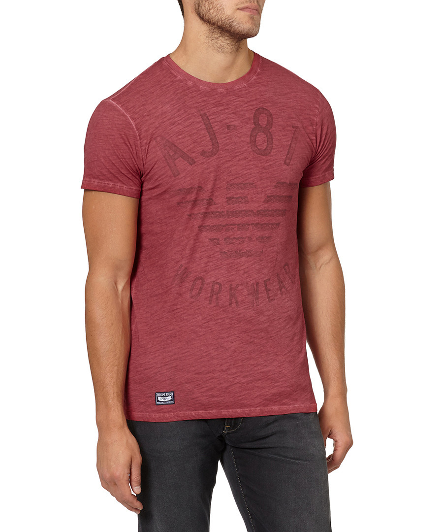 Red pure cotton large logo T-shirt Sale - armani jeans
