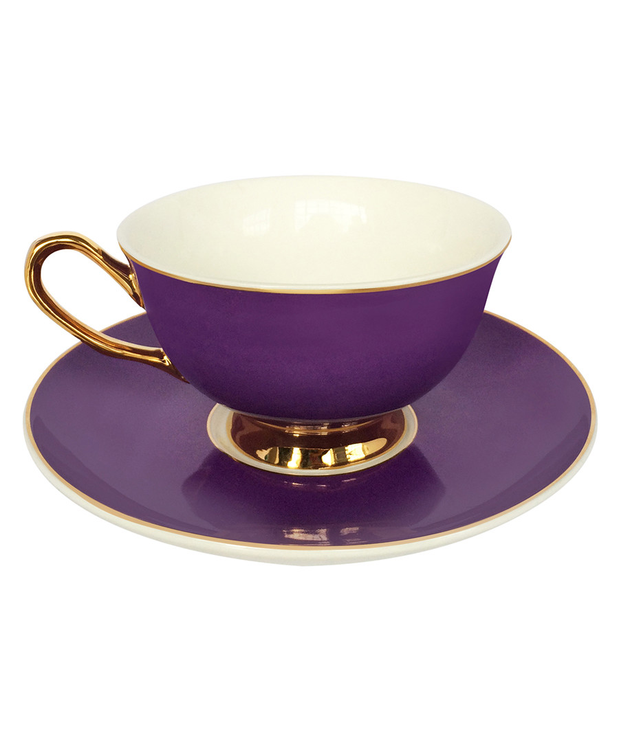 Perfect Purple china teacup & saucer Sale - bombay duck