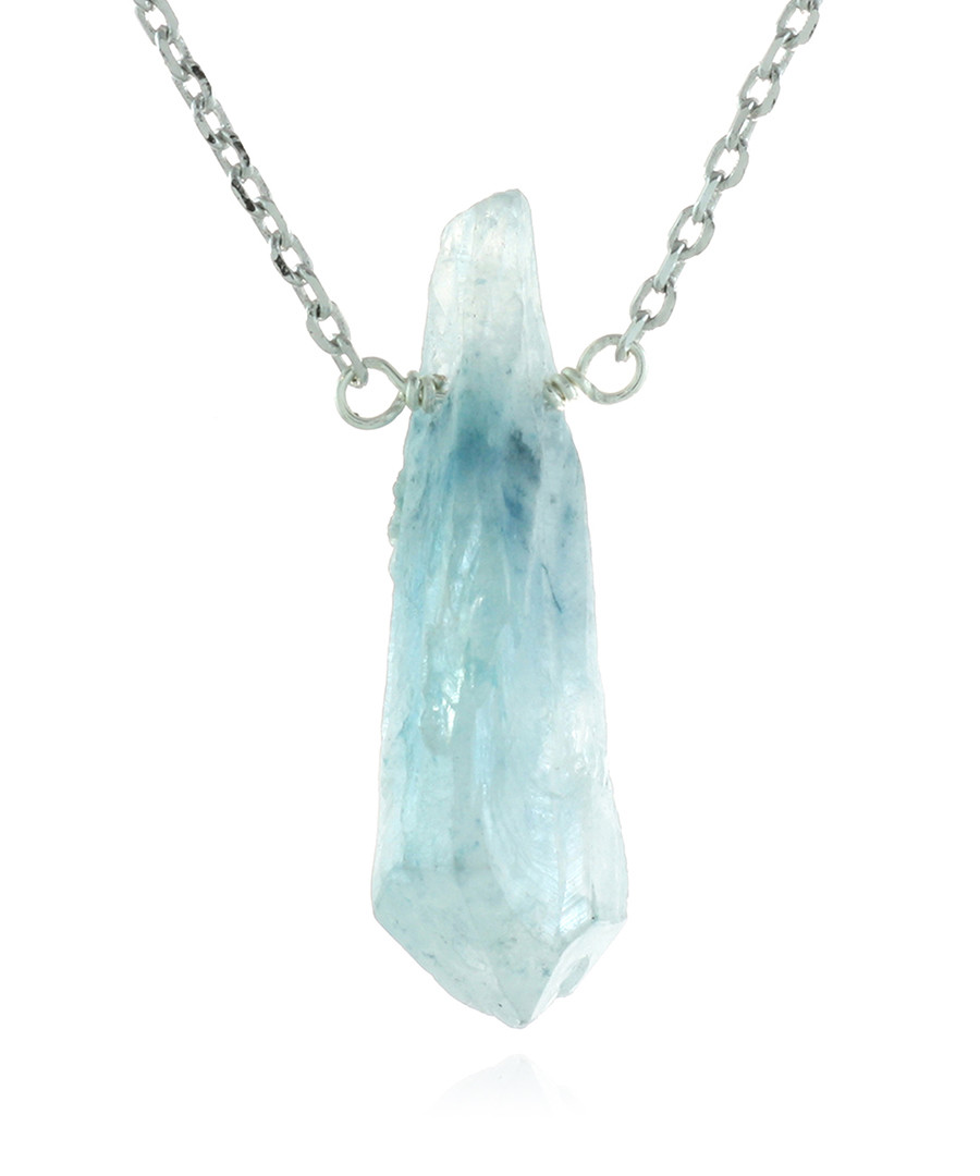 Blue crystal gold-plated necklace Sale - fleur envy gaia