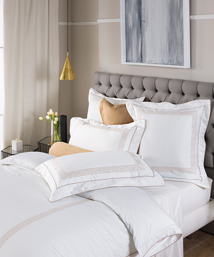 Discount Hickes white cotton double duvet cover SECRETSALES