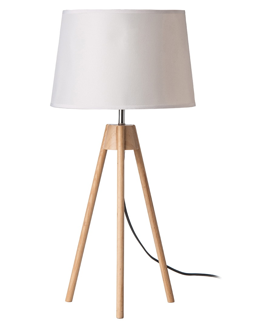 White & wood tripod table lamp Sale - premier