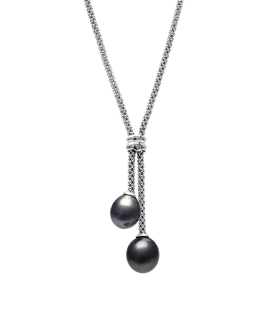 1cm black pearl & sterling necklace Sale - Windsor Pearls