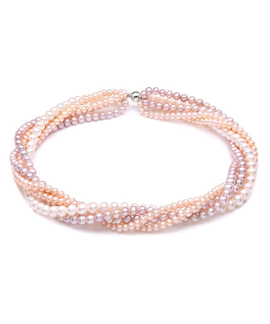 0.7cm pink & peach pearl twist necklace Sale - Windsor Pearls