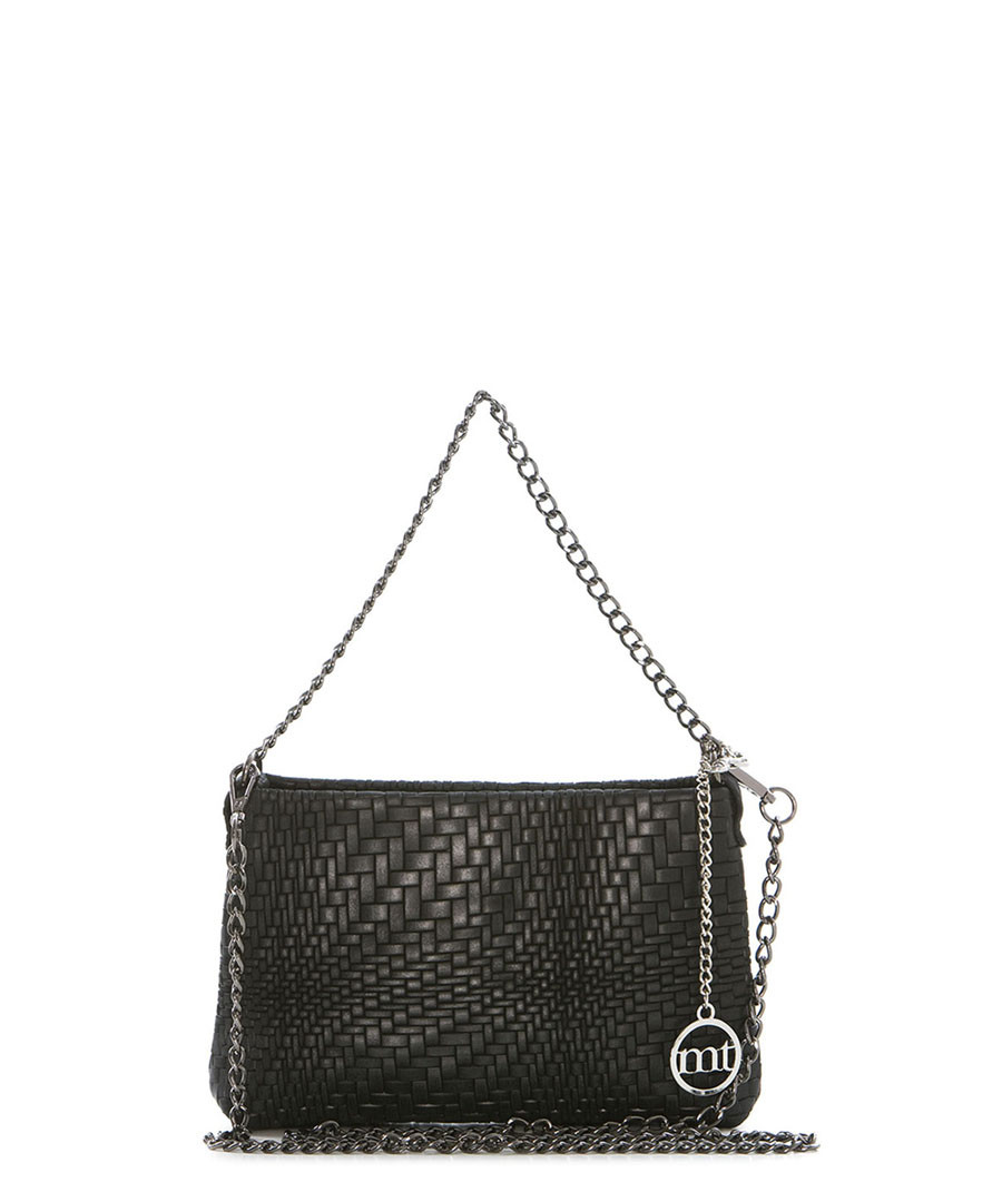 Black weave-effect leather crossbody Sale - mia tomazzi