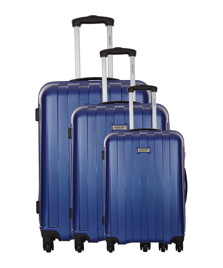 Discount 3pc blue hardshell suitcase set SECRETSALES