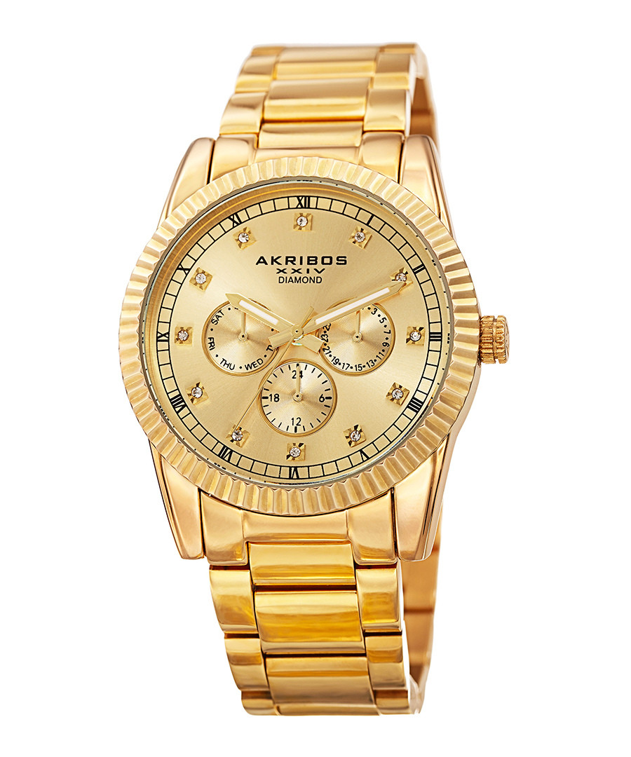 Gold-tone alloy & crystal watch Sale - akribos XXIV