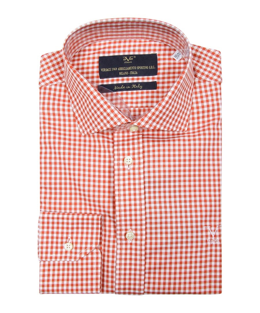 Red & white pure cotton check shirt Sale - versace 1969 abbigliamento sportivo srl
