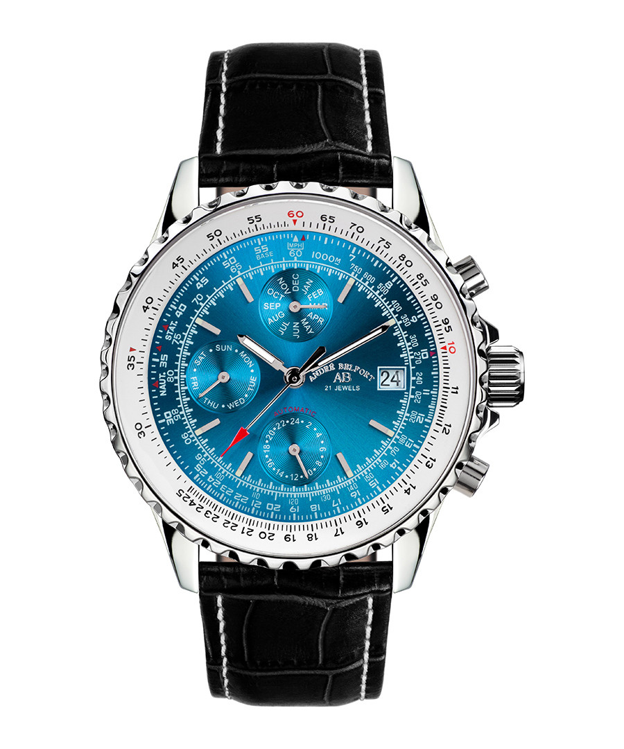 Universe black & blue leather watch Sale - andre belfort