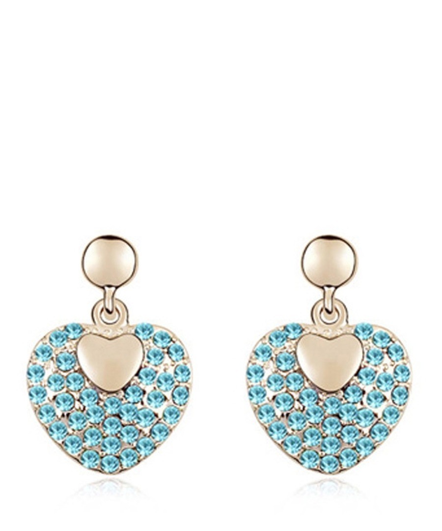 Blue gold-plated crystal earrings Sale - Blue Pearls