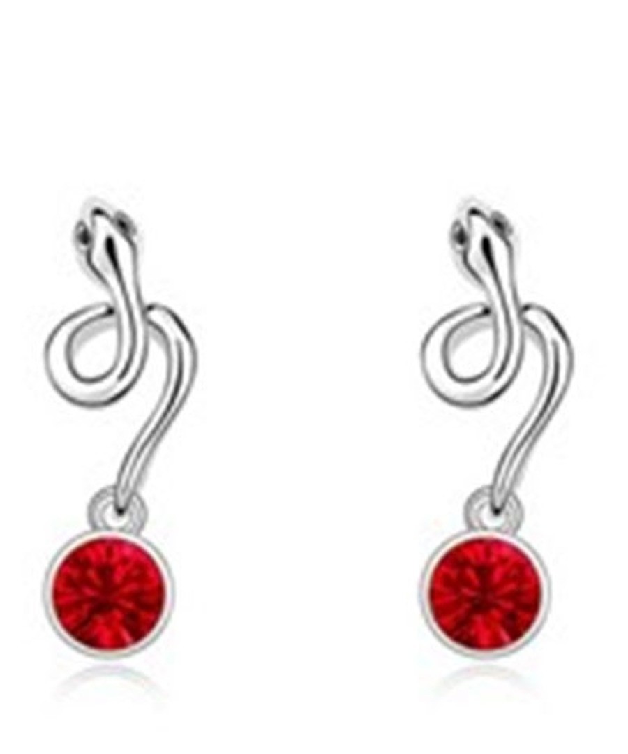 Red gold-plated crystal snake earrings Sale - Blue Pearls