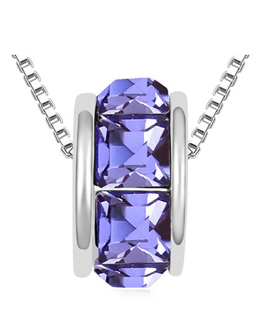 Purple gold-plated crystal ring necklace Sale - Blue Pearls