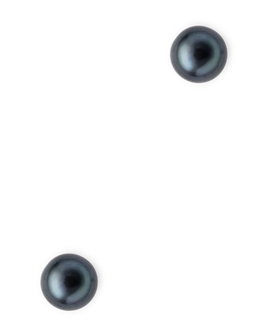 0.7cm black pearl earrings Sale - Blue Pearls