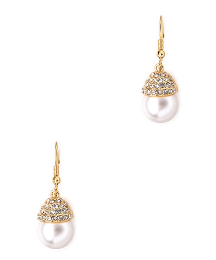 18ct gold-plated white pearl earrings Sale - Blue Pearls
