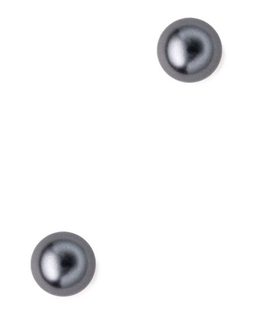 0.8cm grey pearl rhodium plated earrings Sale - Blue Pearls