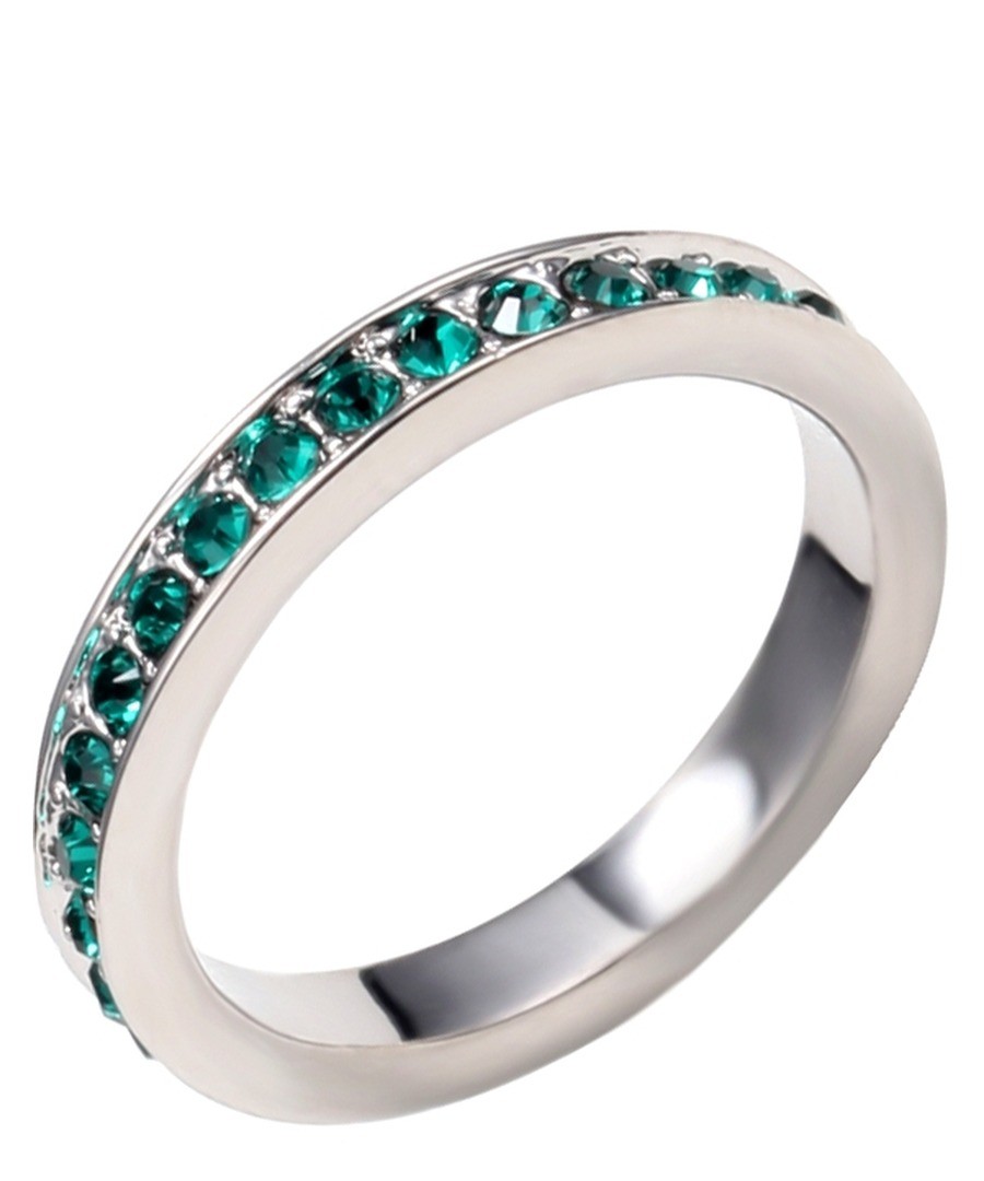 Green Swarovski Crystal Elements Alliance Ring Sale - Blue Pearls