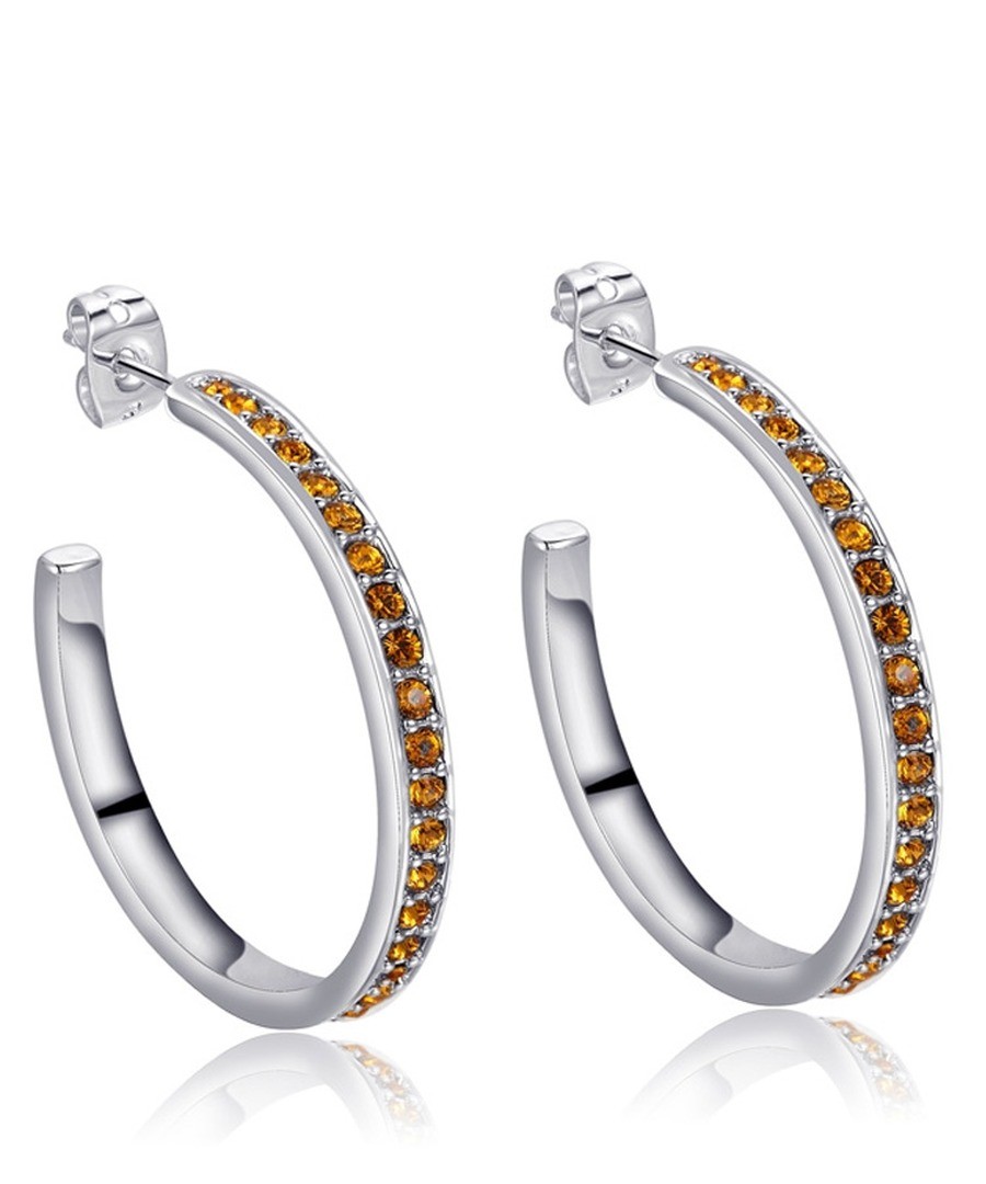Gold Swarovski Crystal Elements Hoop Earrings Sale - Blue Pearls