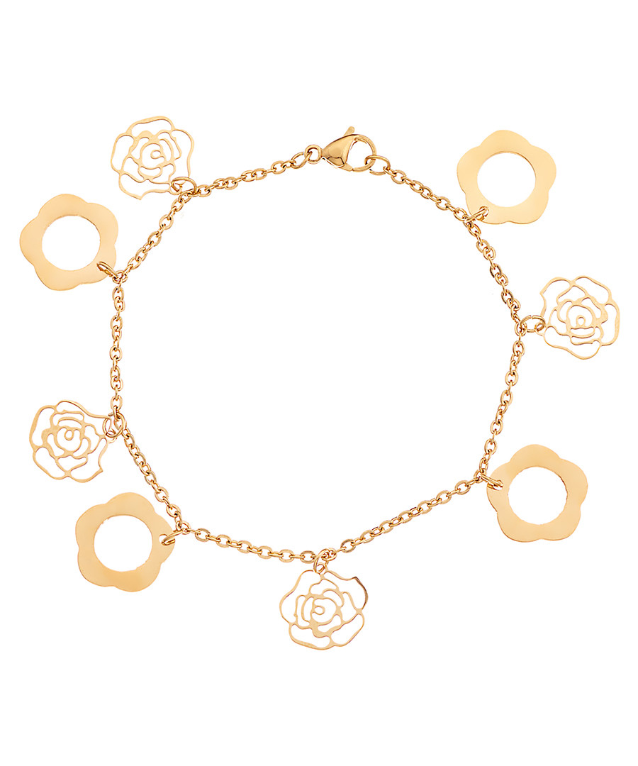 18ct gold-plated rose charm bracelet Sale - liv oliver