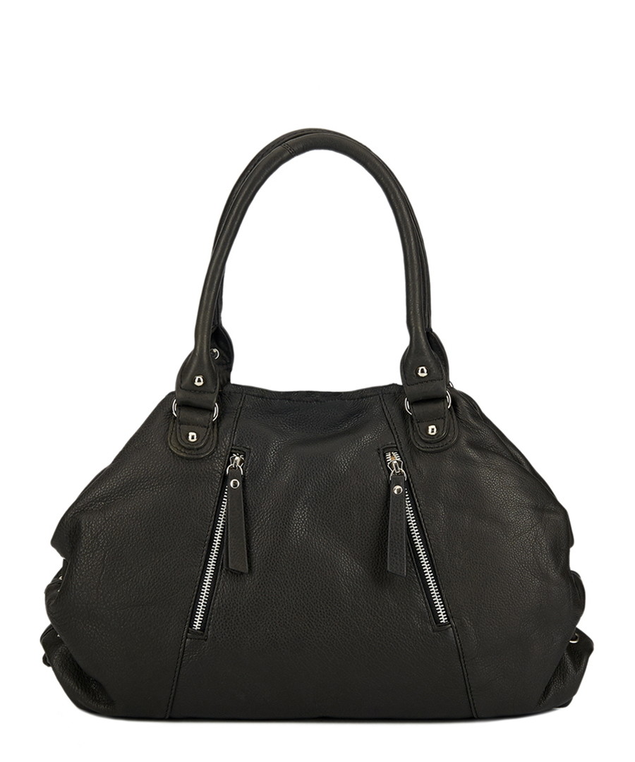 Black leather zip-detail shoulder bag Sale - Lloyd Baker