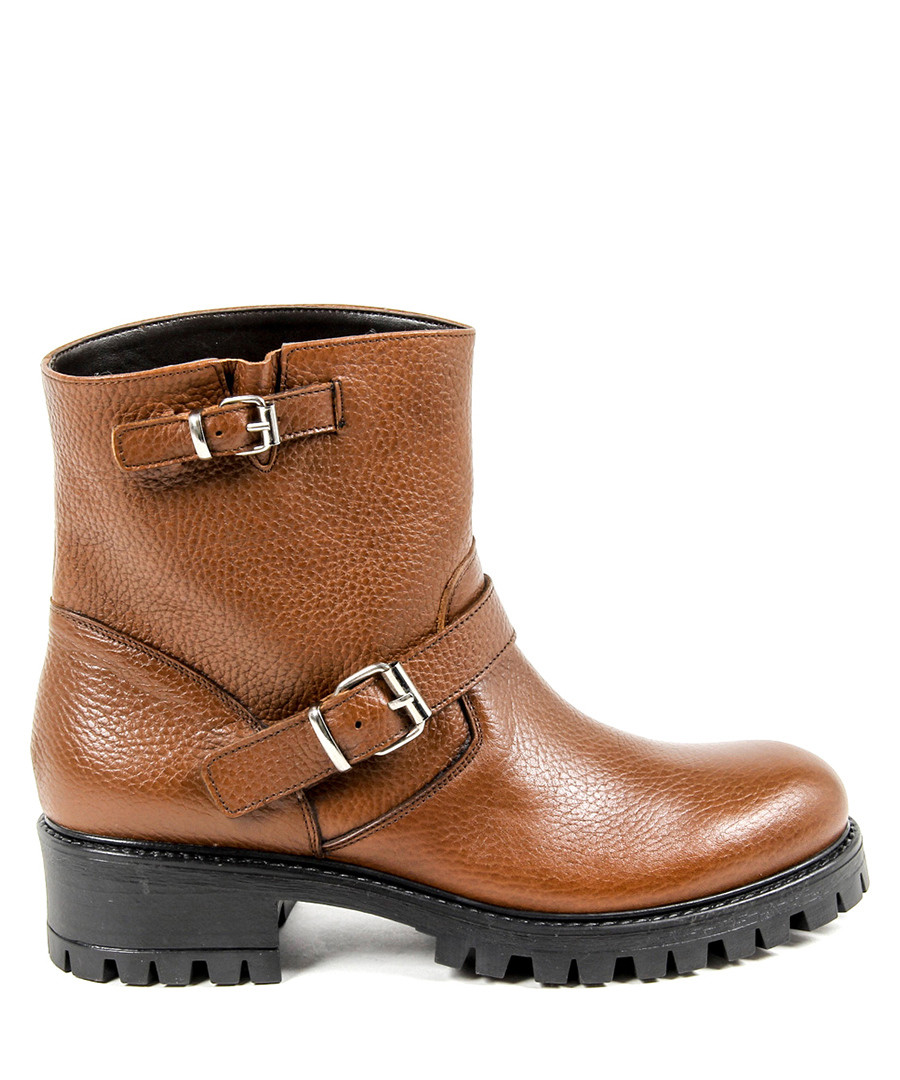 Tan leather textured ankle boots Sale - V ITALIA BY VERSACE 1969 ABBIGLIAMENTO SPORTIVO SRL MILANO ITALIA
