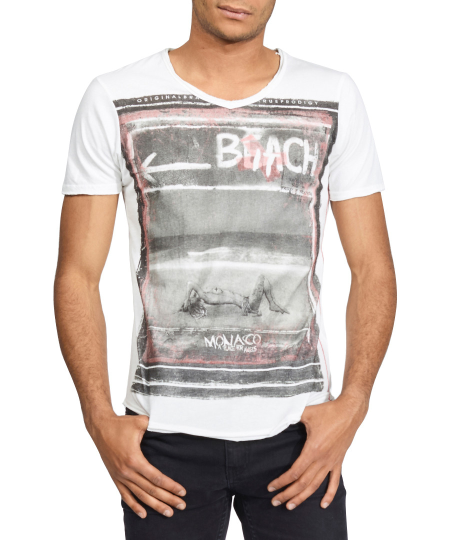 Monaco Beach white pure cotton T-shirt Sale - true prodigy