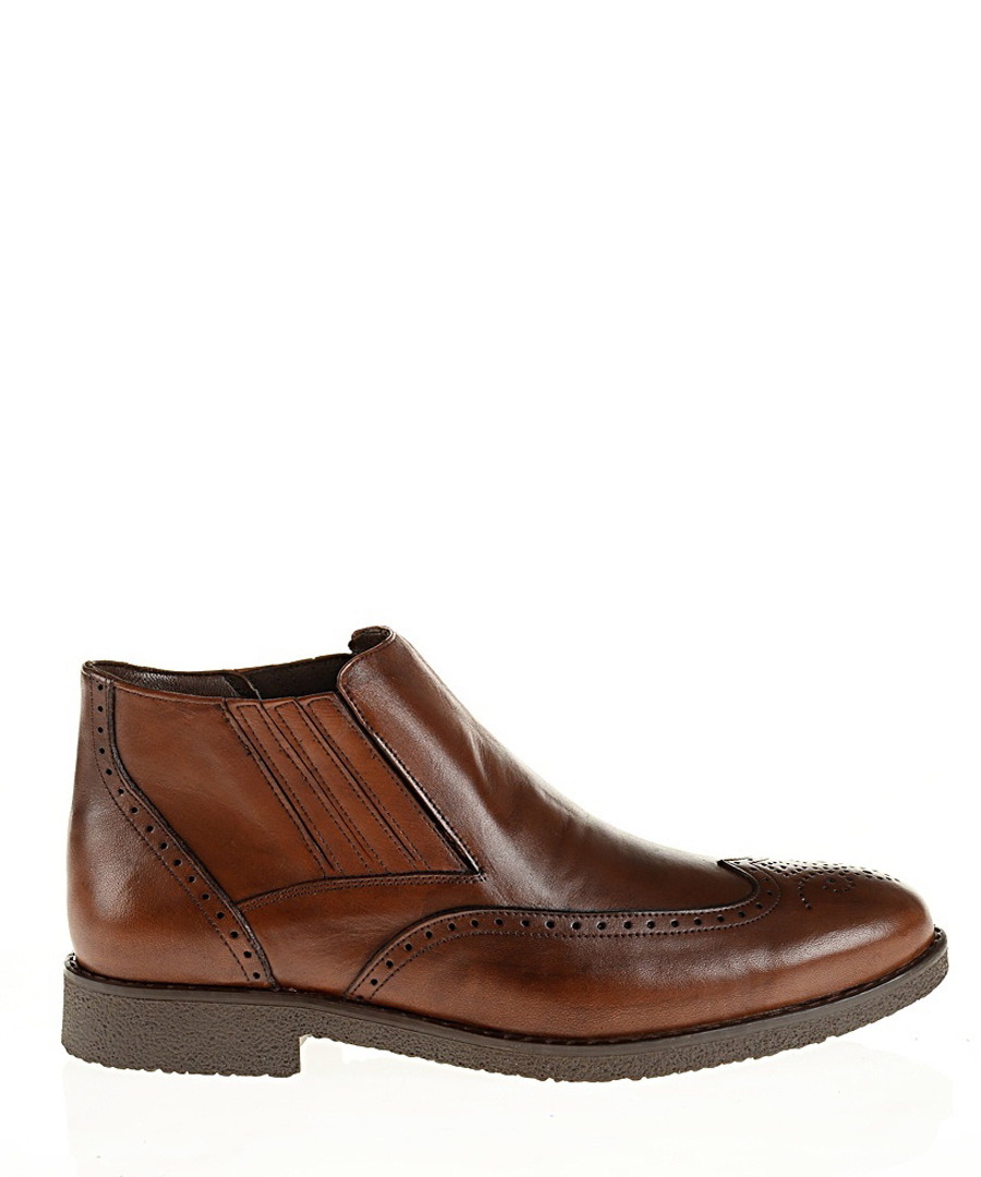 Brown leather perforated boots Sale - Baqietto