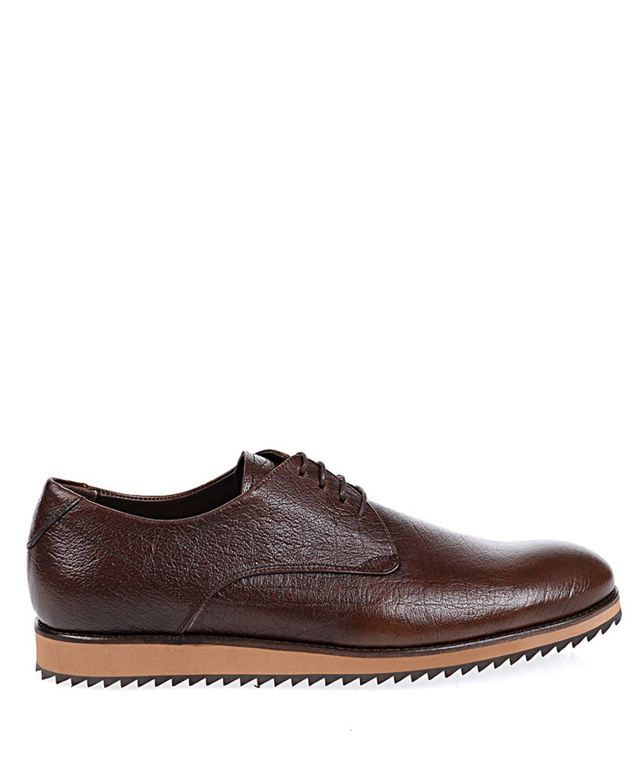 Coffee leather razor sole lace-ups Sale - Baqietto