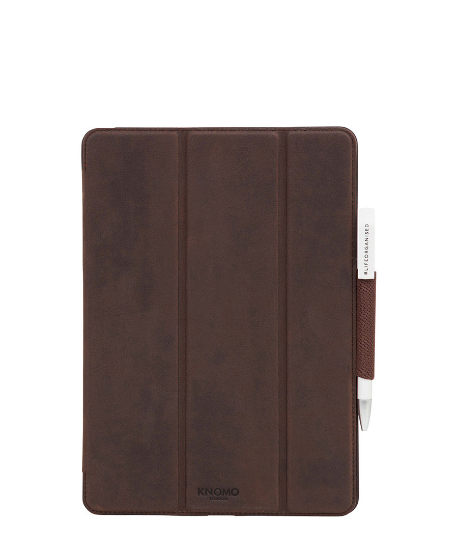 Classic brown leather iPad Pro folio Sale - knomo