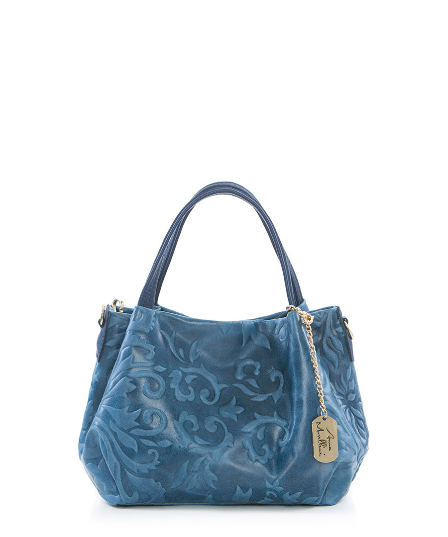 Blue embossed leather grab bag Sale - Anna Morellini