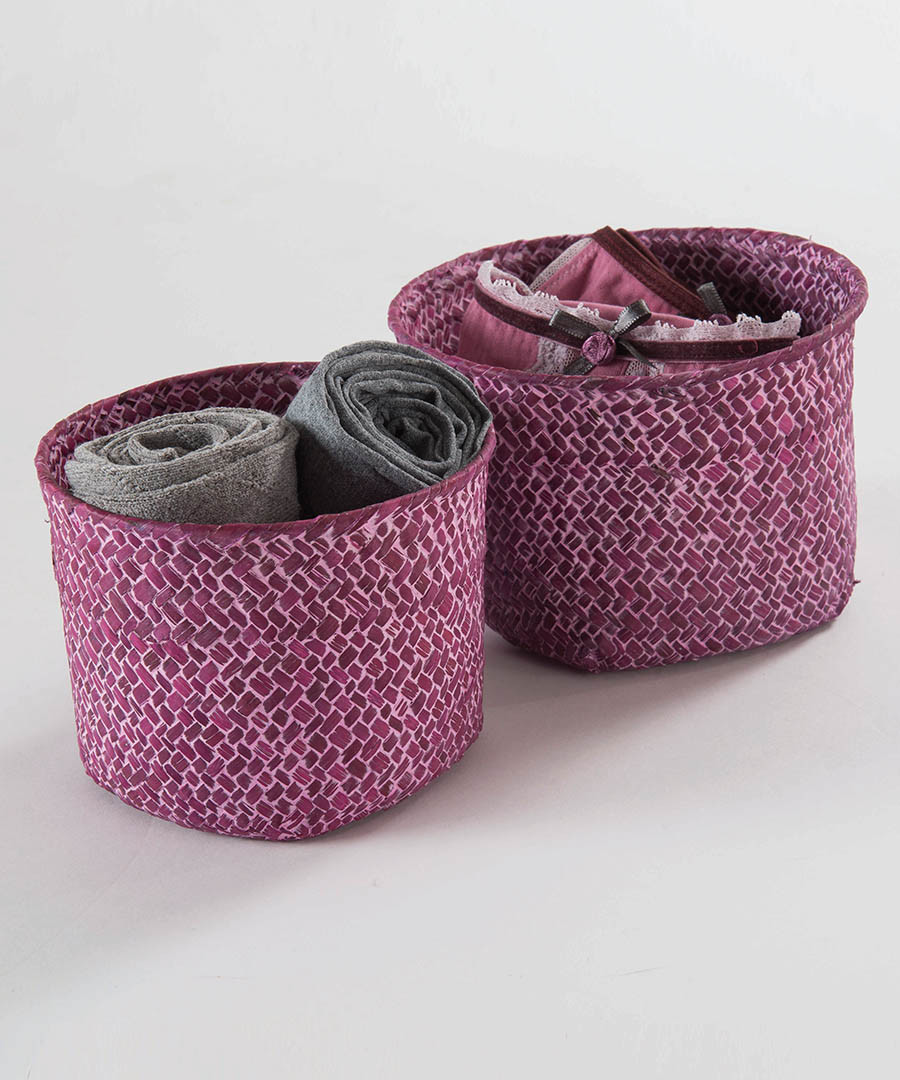 2pc pink weave basket set Sale - Compactor