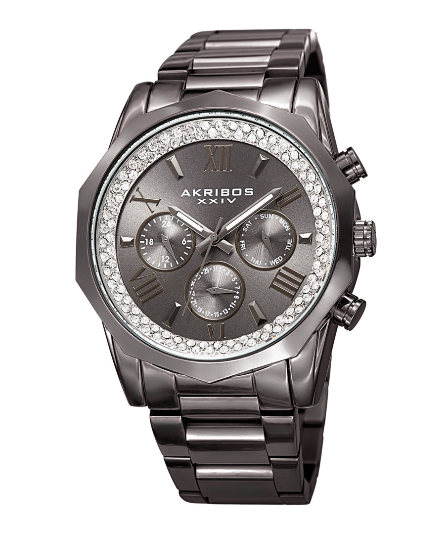 Gunmetal-tone steel & crystal watch Sale - akribos XXIV