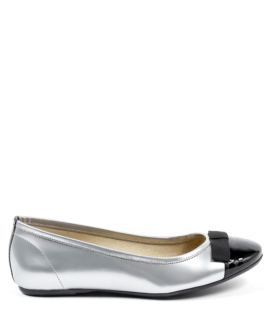 Silver & black leather ballerina flats Sale - v italia by versace 1969 abbigliamento sportivo srl milano italia