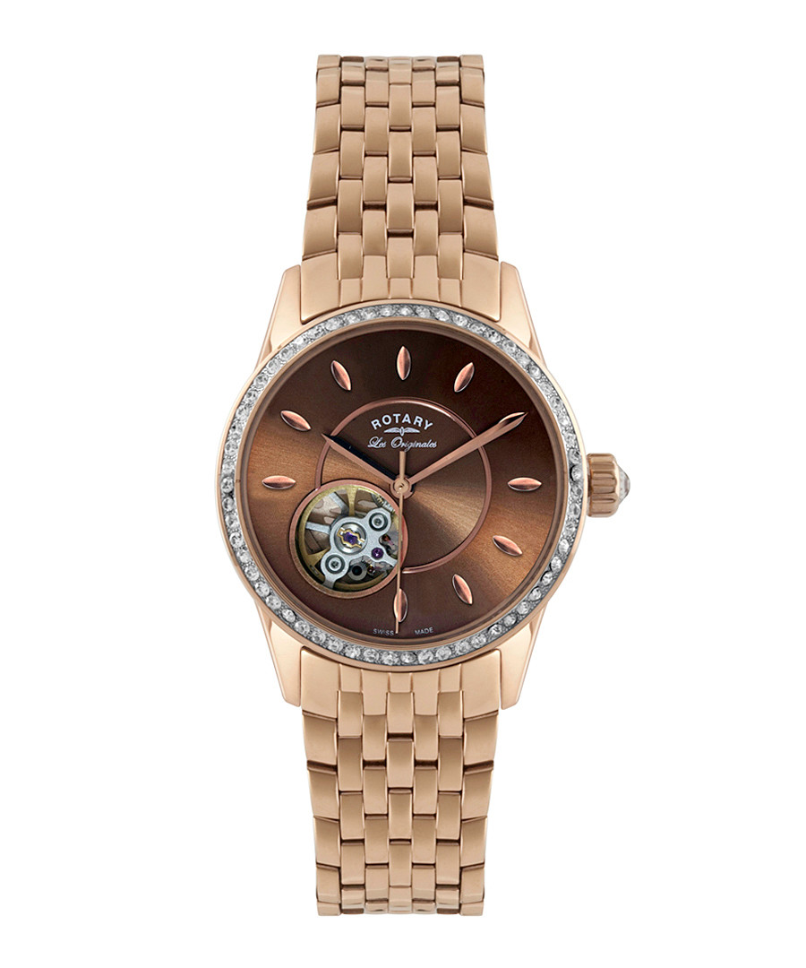 Jura gold-tone & brown link strap watch Sale - Rotary
