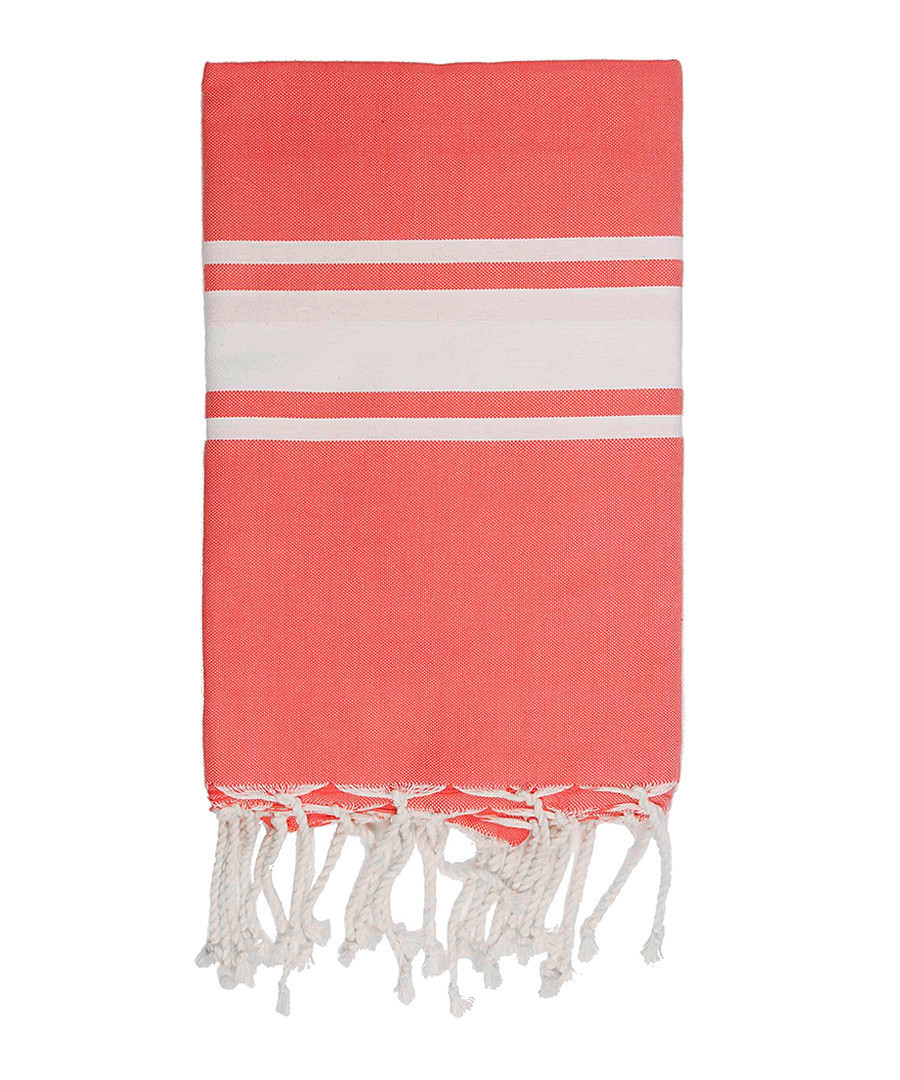 St Tropez coral cotton fouta towel Sale - FEBRONIE