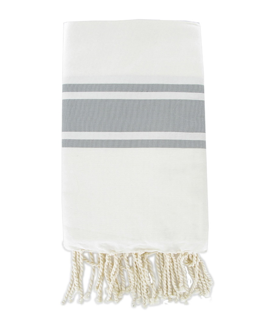 St Tropez grey cotton stripe towel Sale - FEBRONIE
