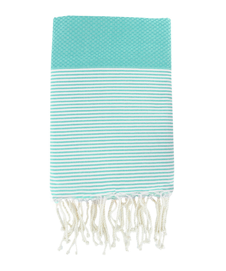 Honeycomb Ibiza aqua cotton fouta towel Sale - FEBRONIE