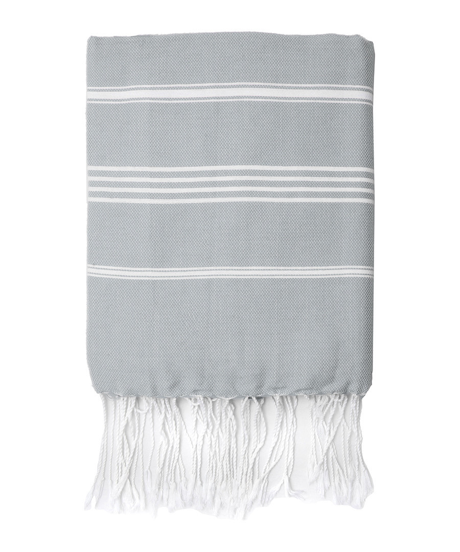 Mykonos pearl grey cotton fouta towel Sale - FEBRONIE