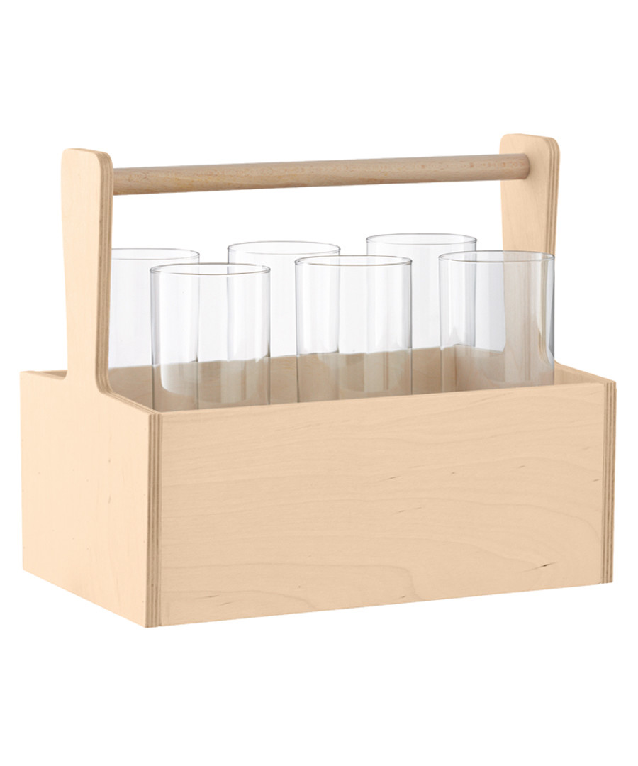 6pc Nomad glass & birch hi-ball set Sale - lsa