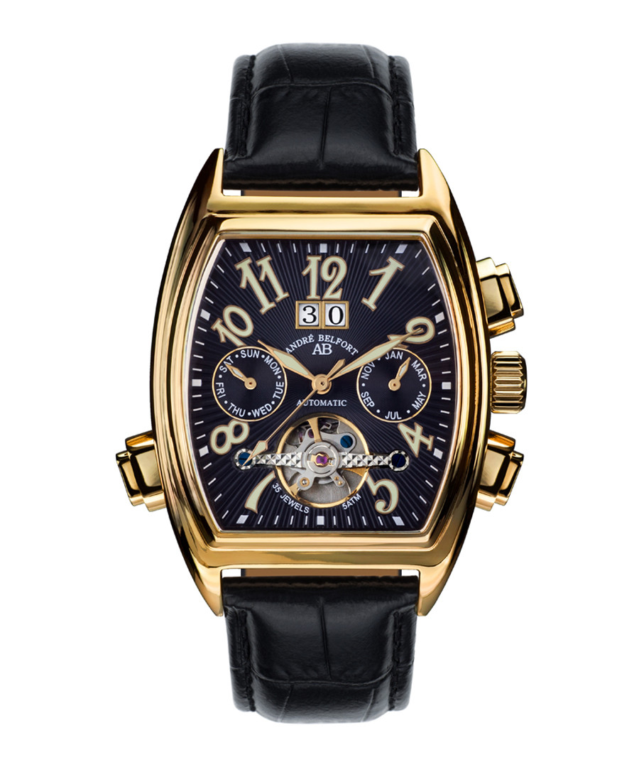 Royale Date black leather watch Sale - andre belfort