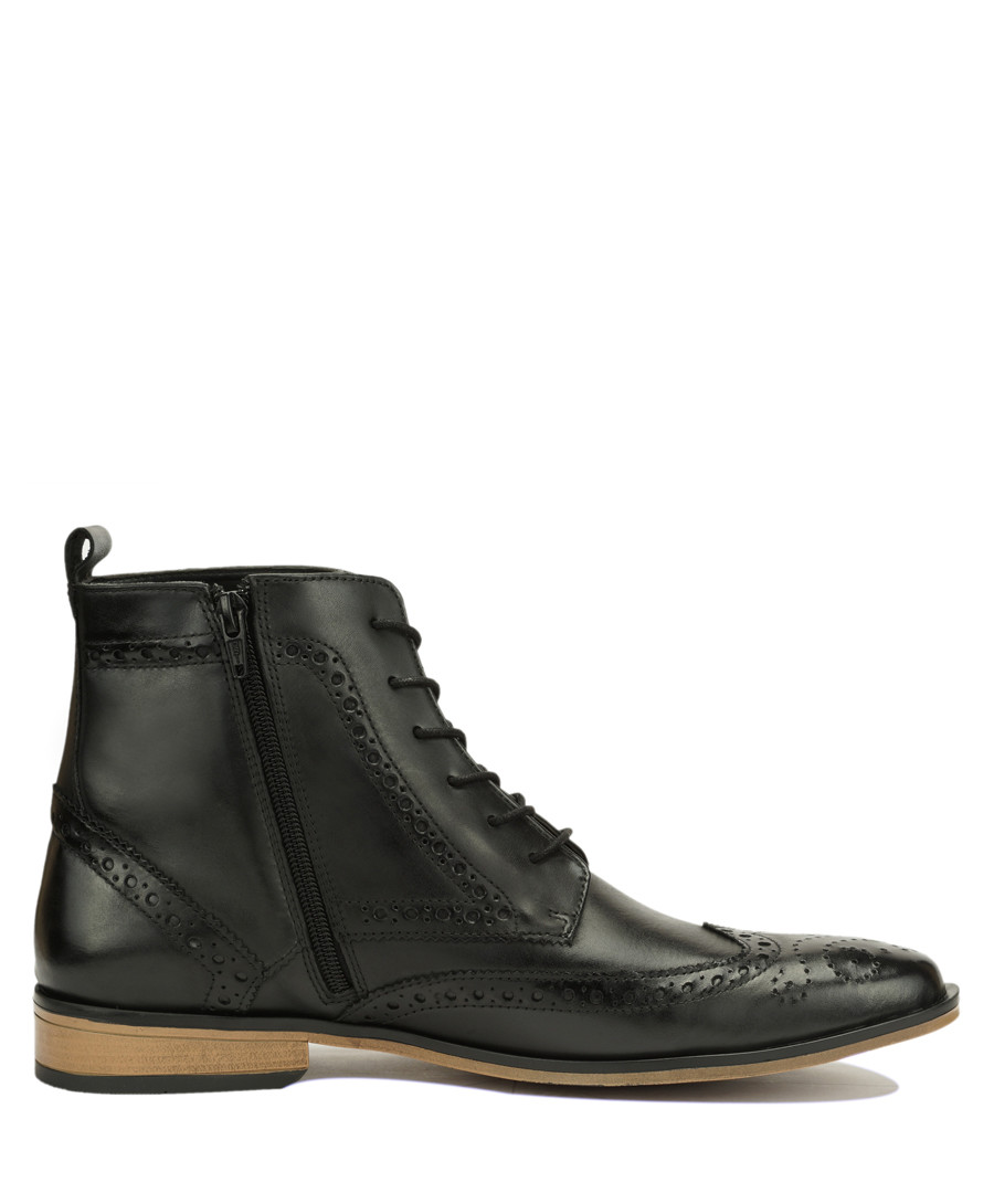 Black leather perforated ankle boots Sale - Amati Regazzi