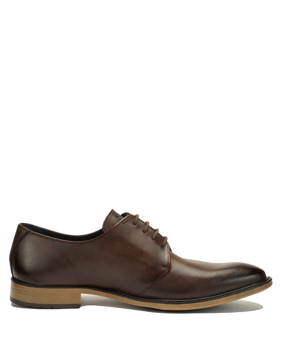 Brown leather contrast heel Derby shoes Sale - Amati Regazzi