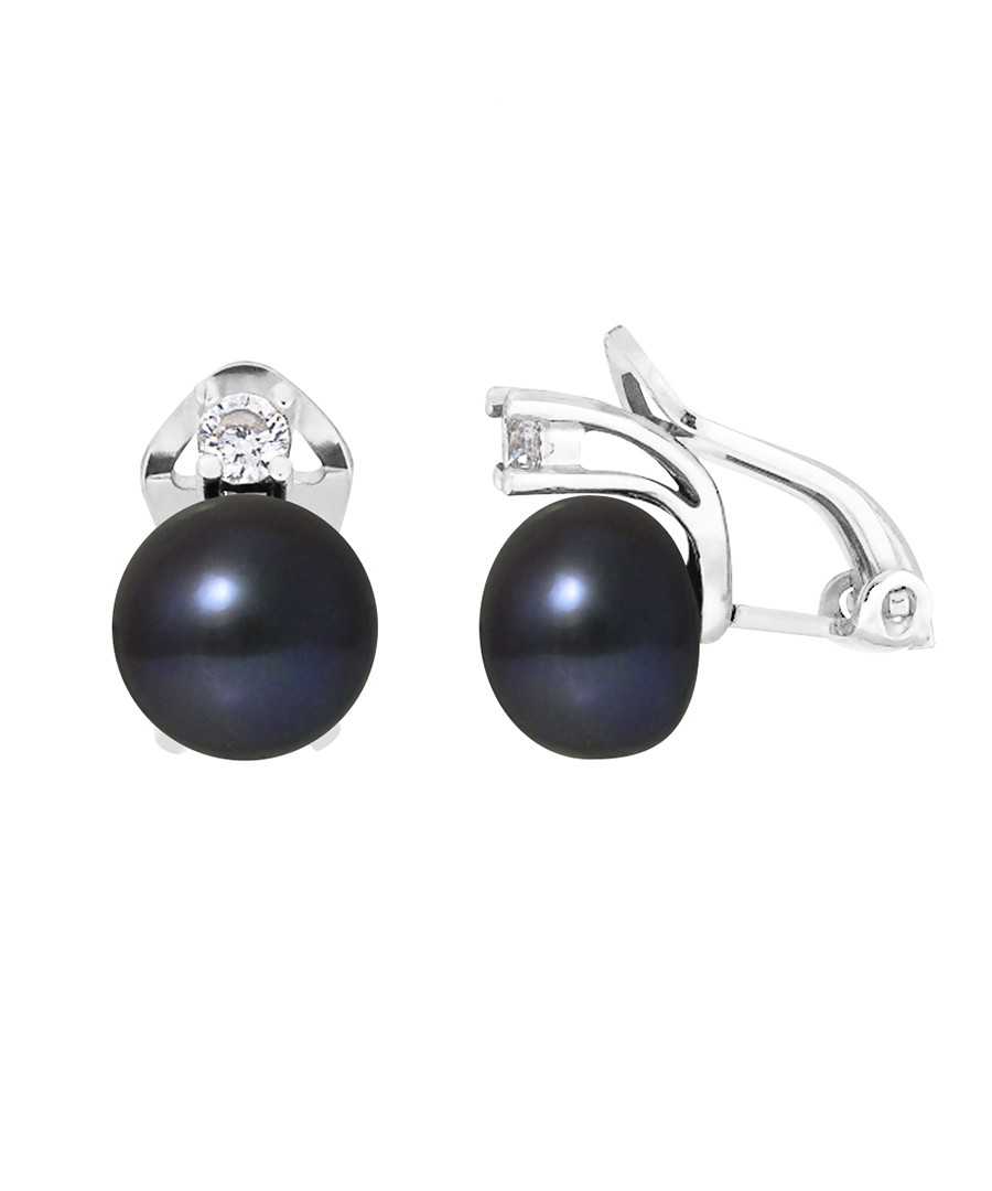 Black pearl & crystal lever earrings Sale - Royale Des Perles