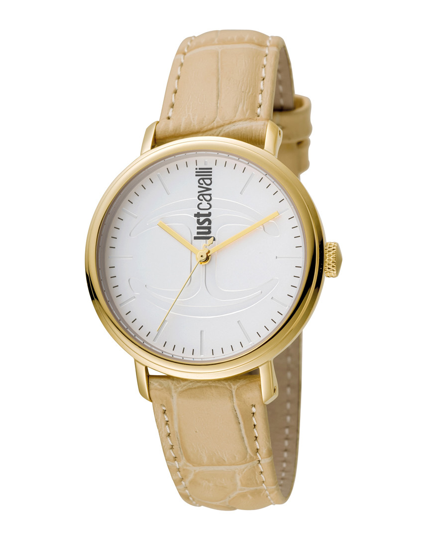 Gold-tone & beige leather watch Sale - just cavalli