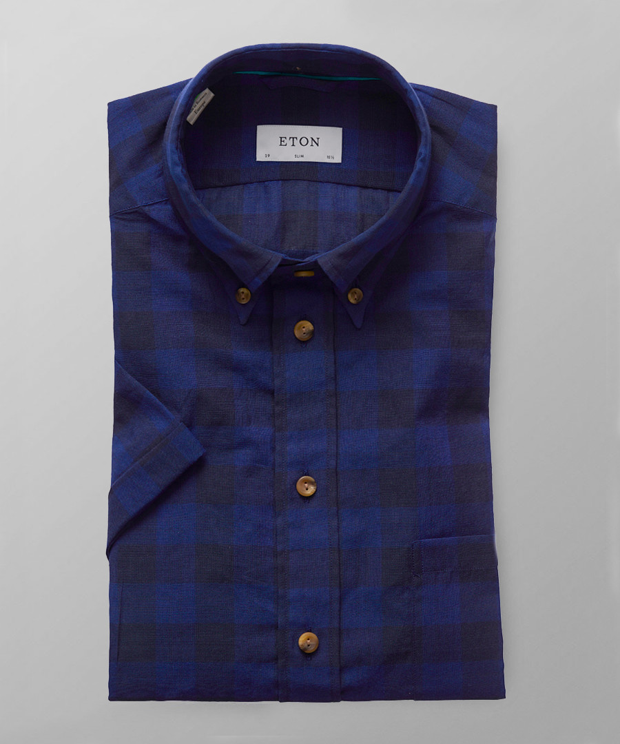 Blue check short sleeve shirt Sale - ETON