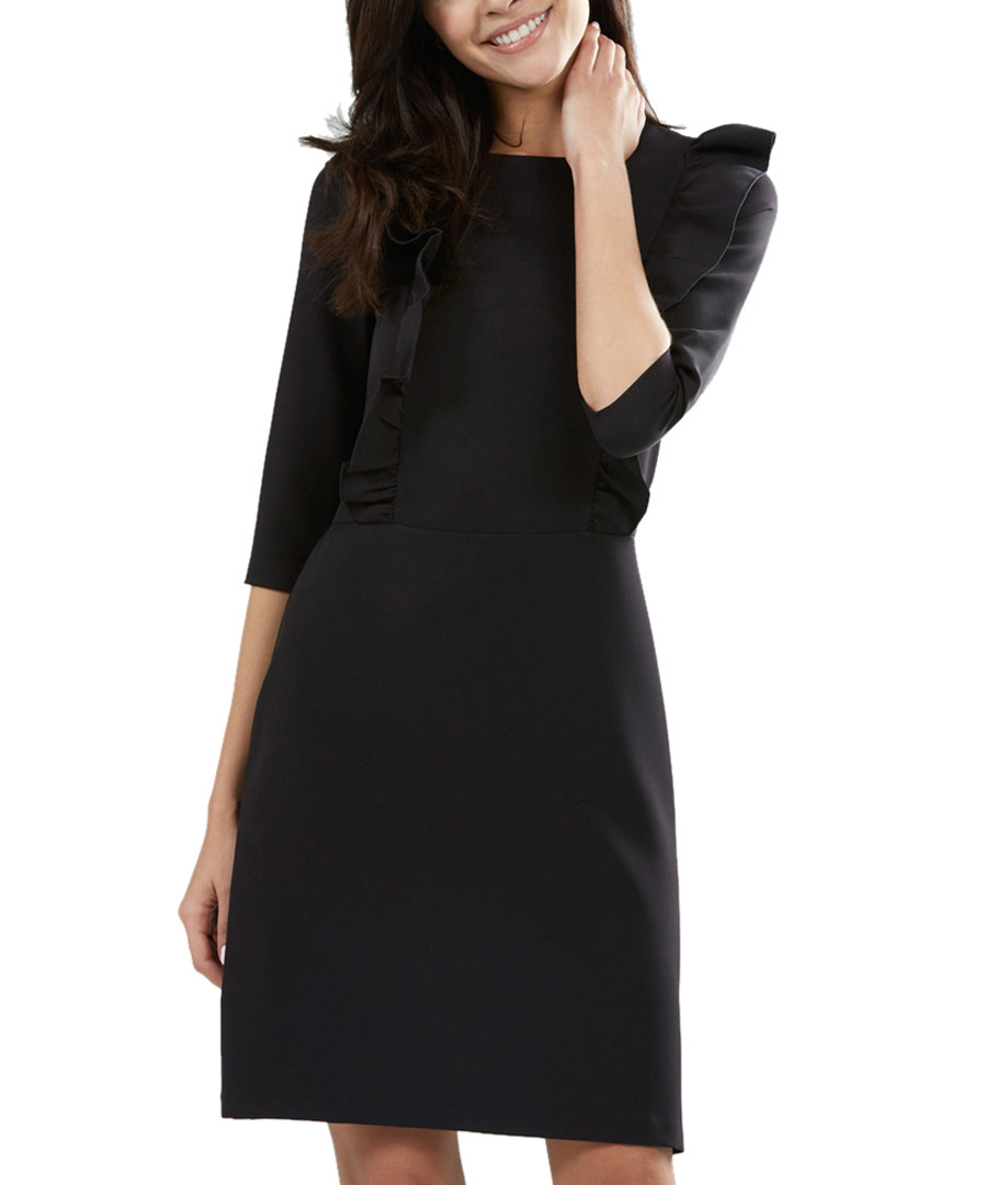Black ruffle sleeve detail mini dress Sale - zibi london