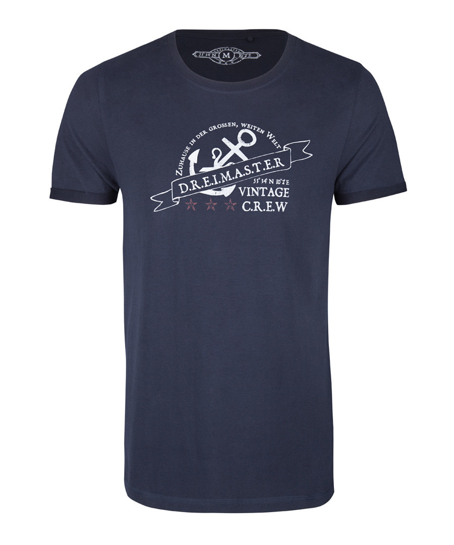 Men's marine blue cotton logo T-shirt Sale - DreiMaster