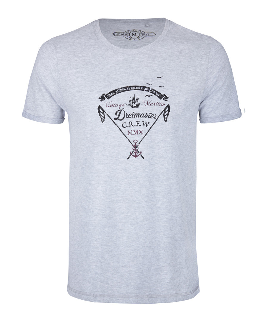 Men's grey cotton blend logo T-shirt Sale - DreiMaster