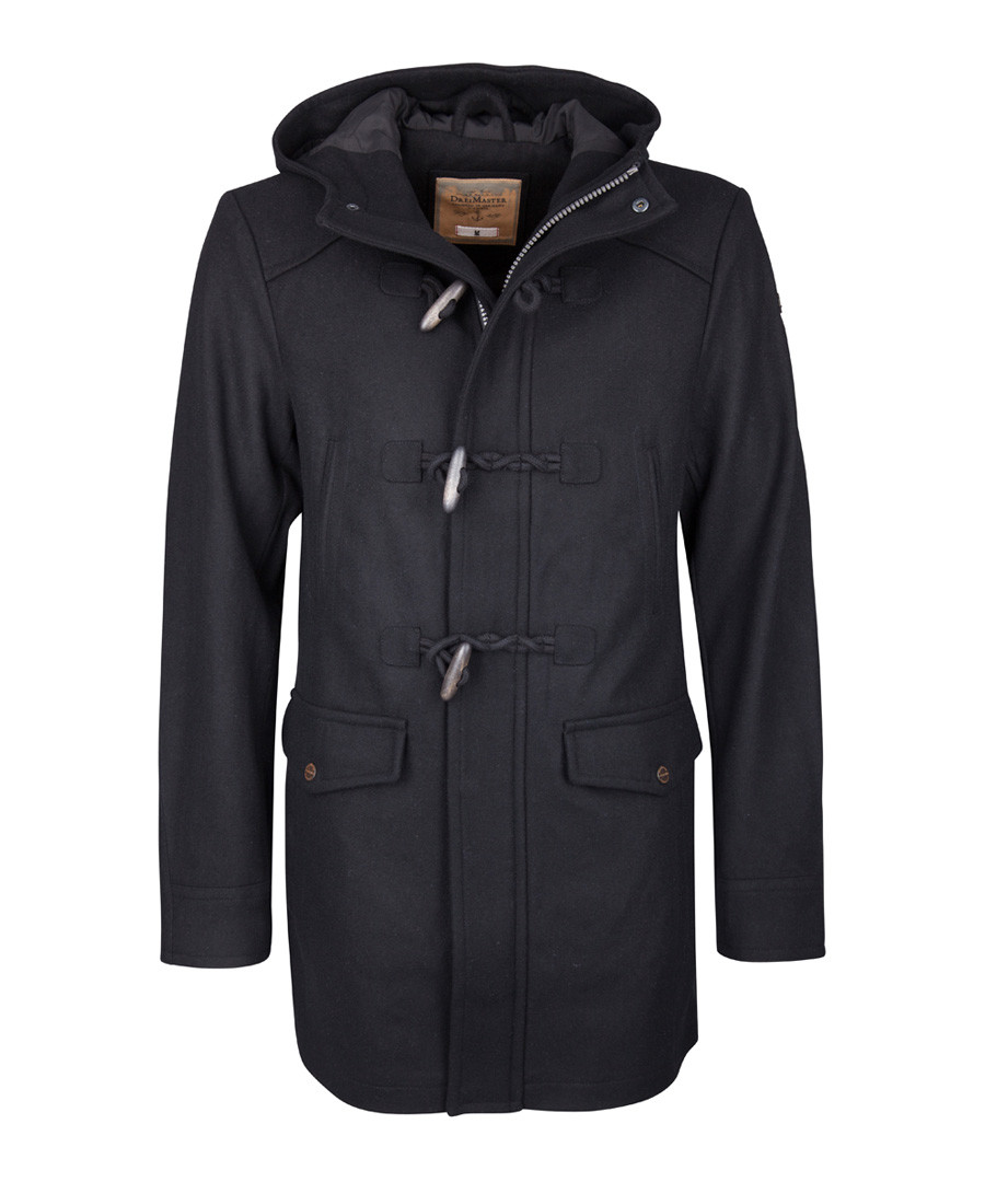 Black wool blend duffle coat Sale - DreiMaster