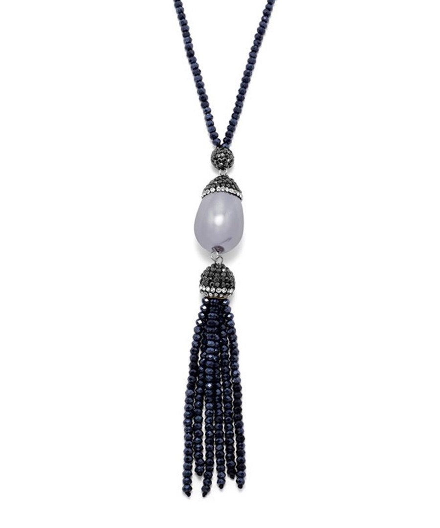 Grey & blue onyx crystal necklace Sale - chloe collection by liv oliver