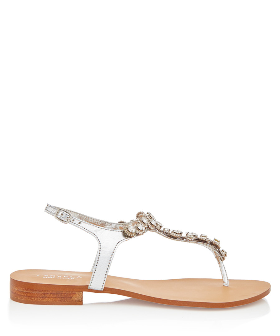 Bebe silver leather embellished sandals Sale - carvela