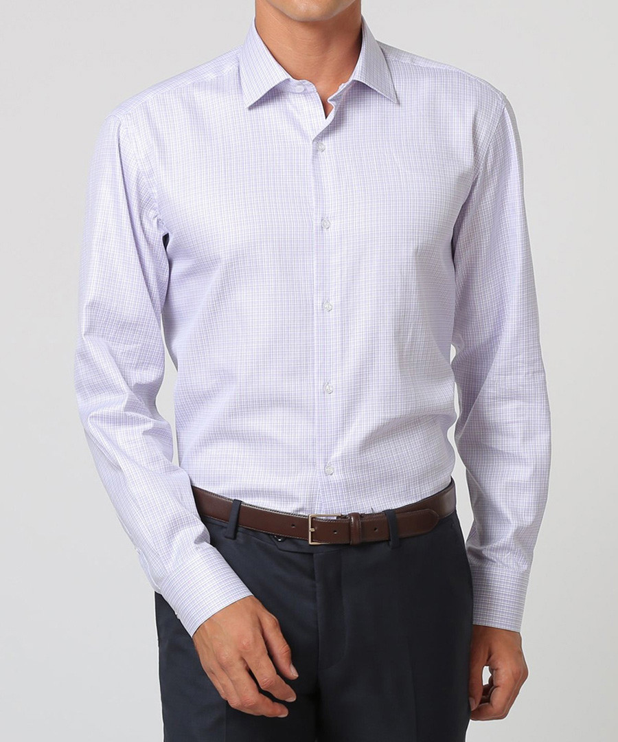White & lilac pure cotton check shirt Sale - cloth by ermenegildo zegna